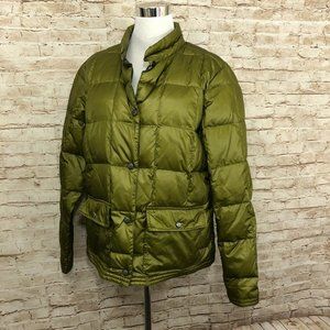 Eddie Bauer Green Puffer Coat Womens Goose Down XL